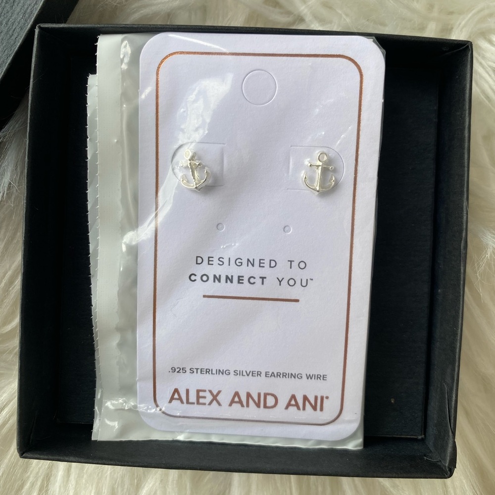 ALEX AND ANI Anchor Stud Earrings